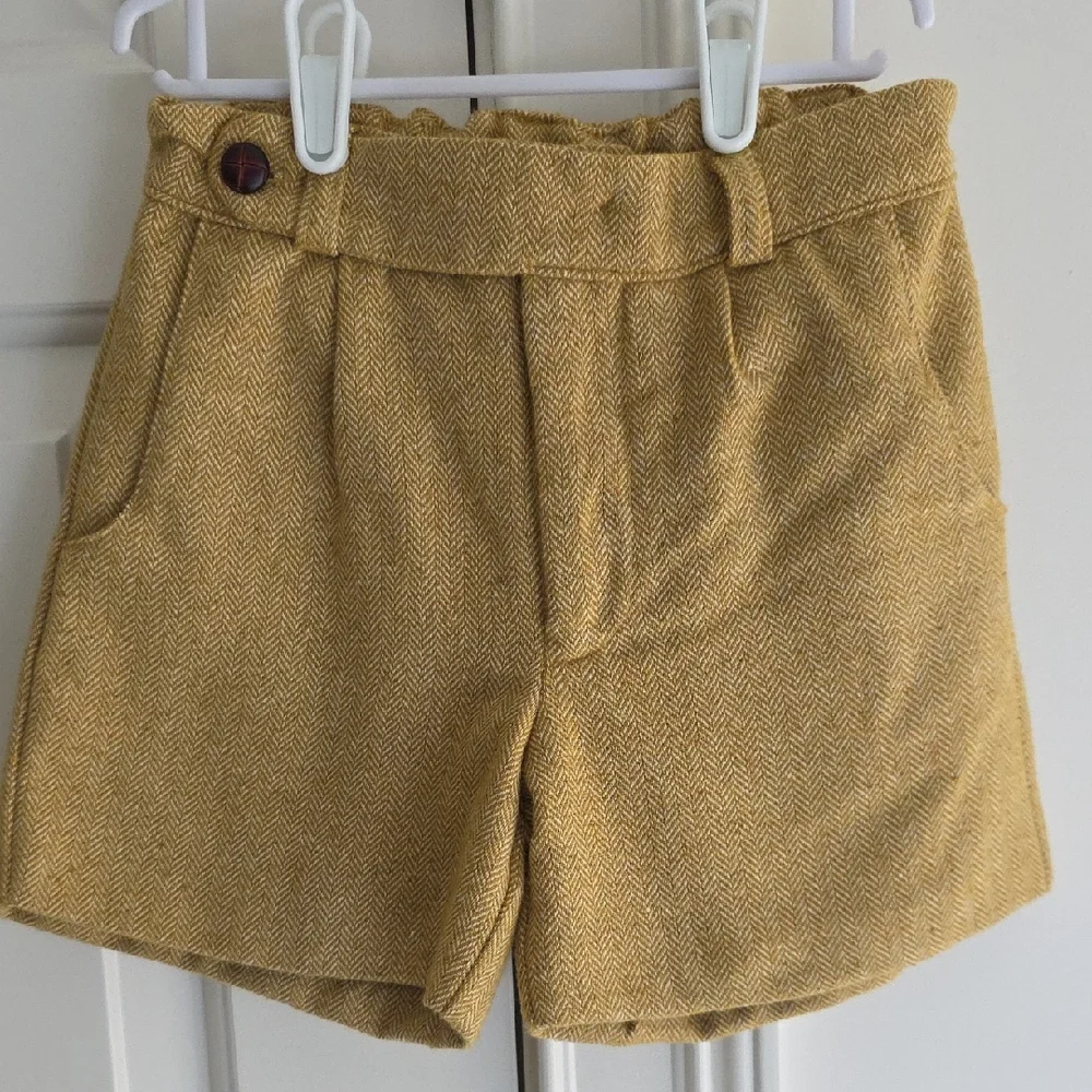 Pepa London Mustard Herringbone Shorts